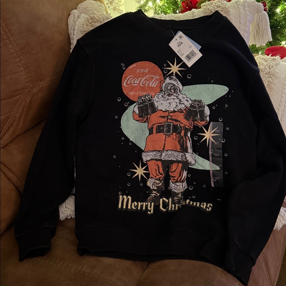 Coca Cola Black Santa Crewneck Sweater XXS